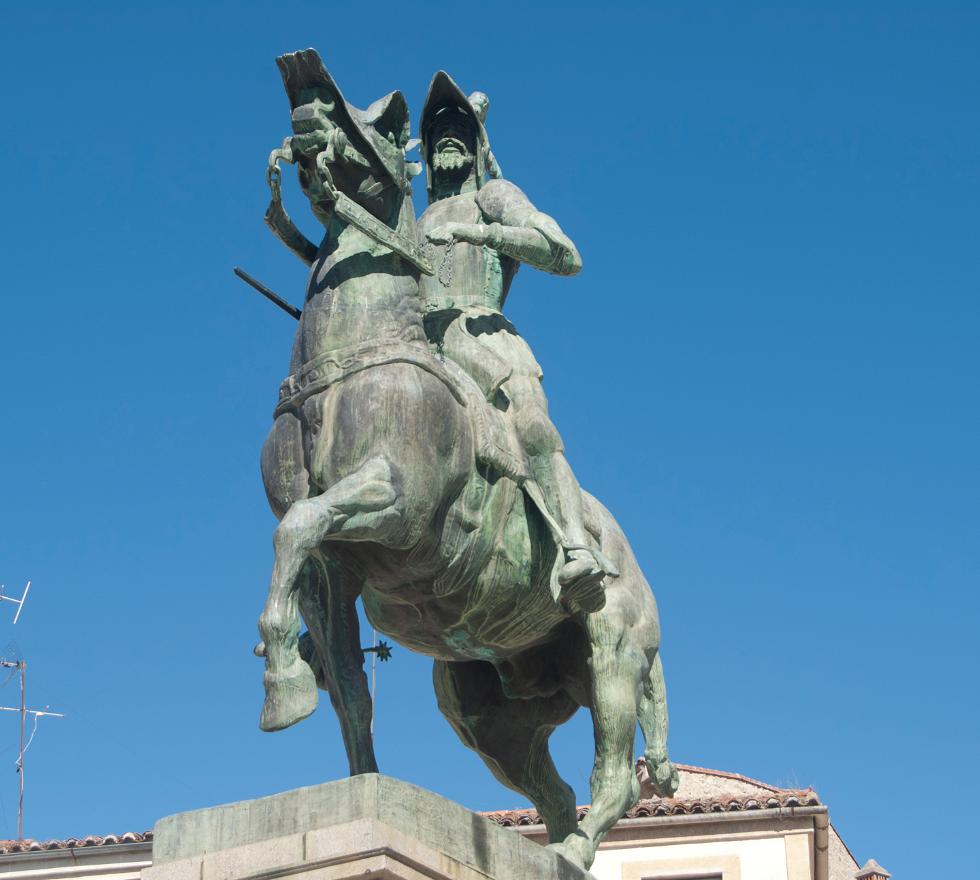 Estatua de Francisco Pizarro a caballo en Trujillo